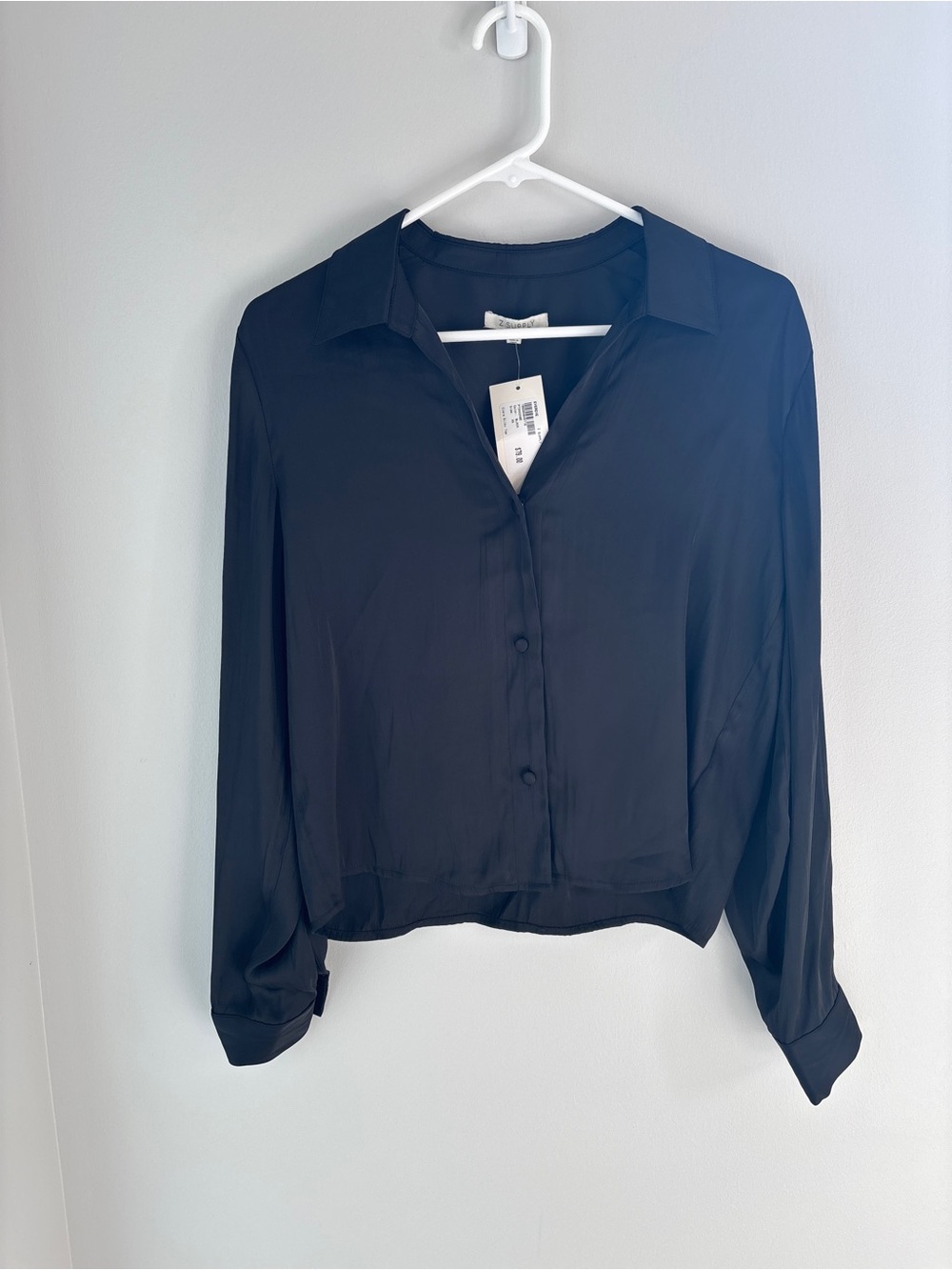 Z- Supply Satin Black Button-Front Blouse